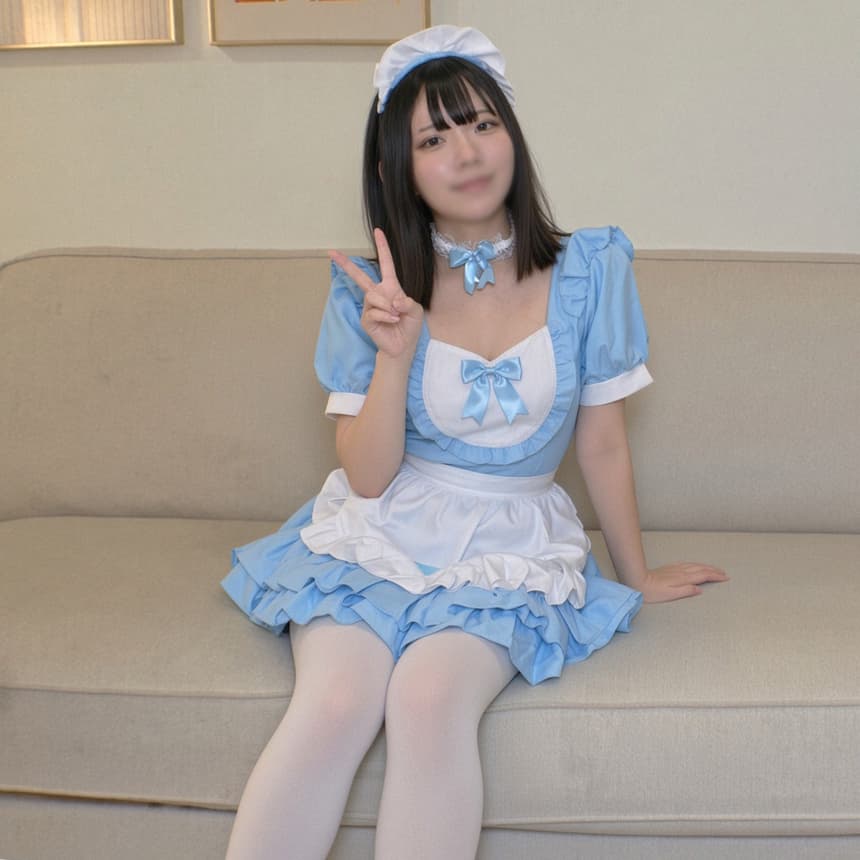 150cmの剛毛メイドコス大生に中出し